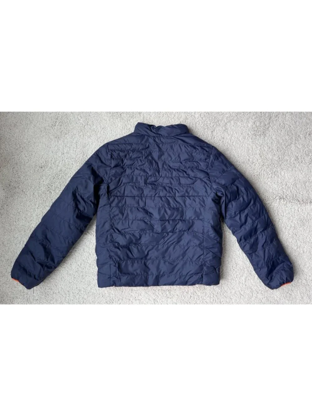 Polo Ralph Lauren Boys Reversible Coat Size M 10-12 Puffer Jacket Orange / Navy
